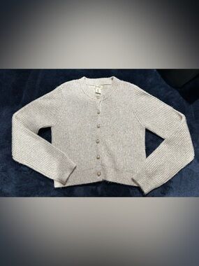Jessica Simpson Pearl Button Knit Cardigan - Light Beige/Tan